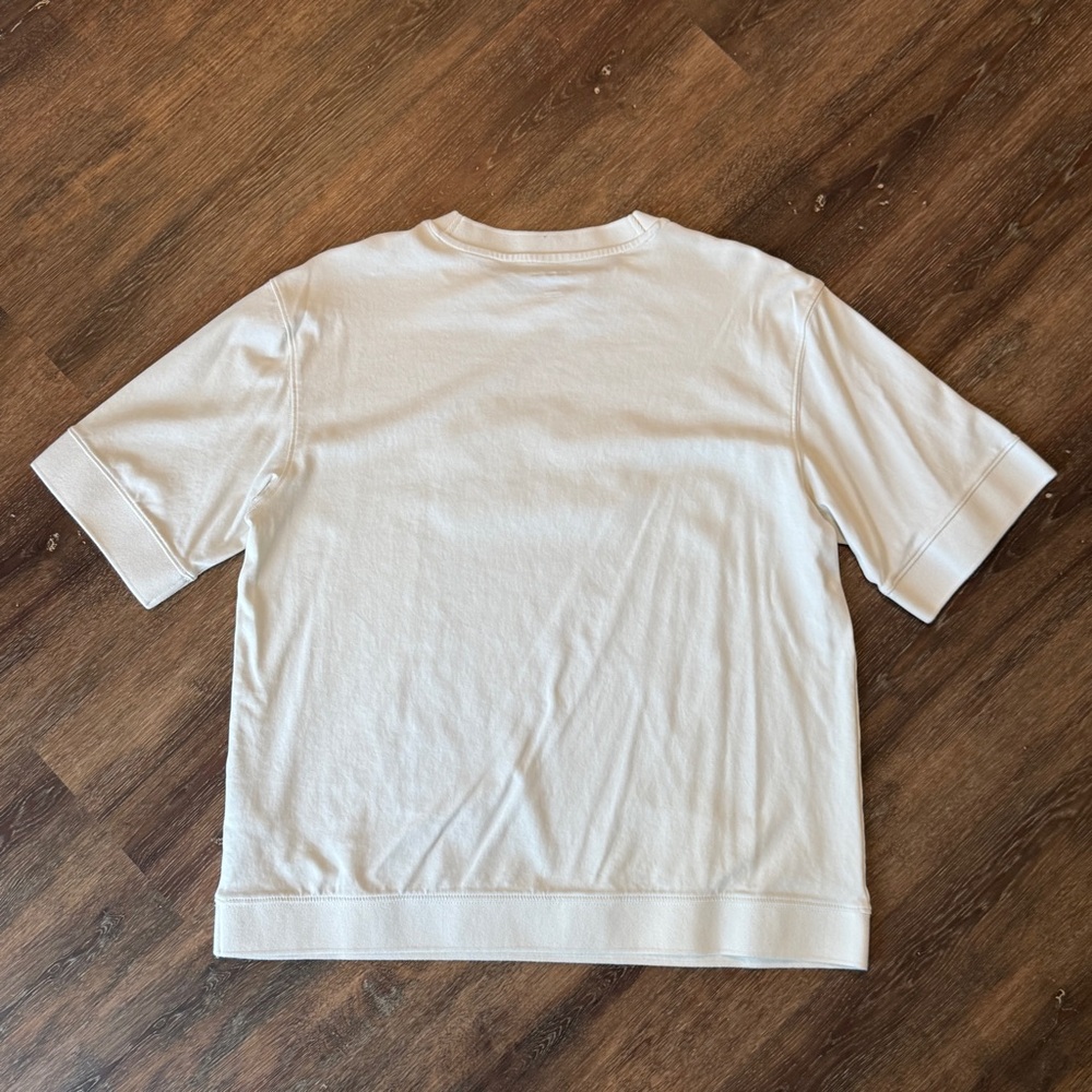 Calvin Klein | Embossed Logo Short Sleeve Sweatshirt Tee | Cream | Size S - Picture 6 of 16